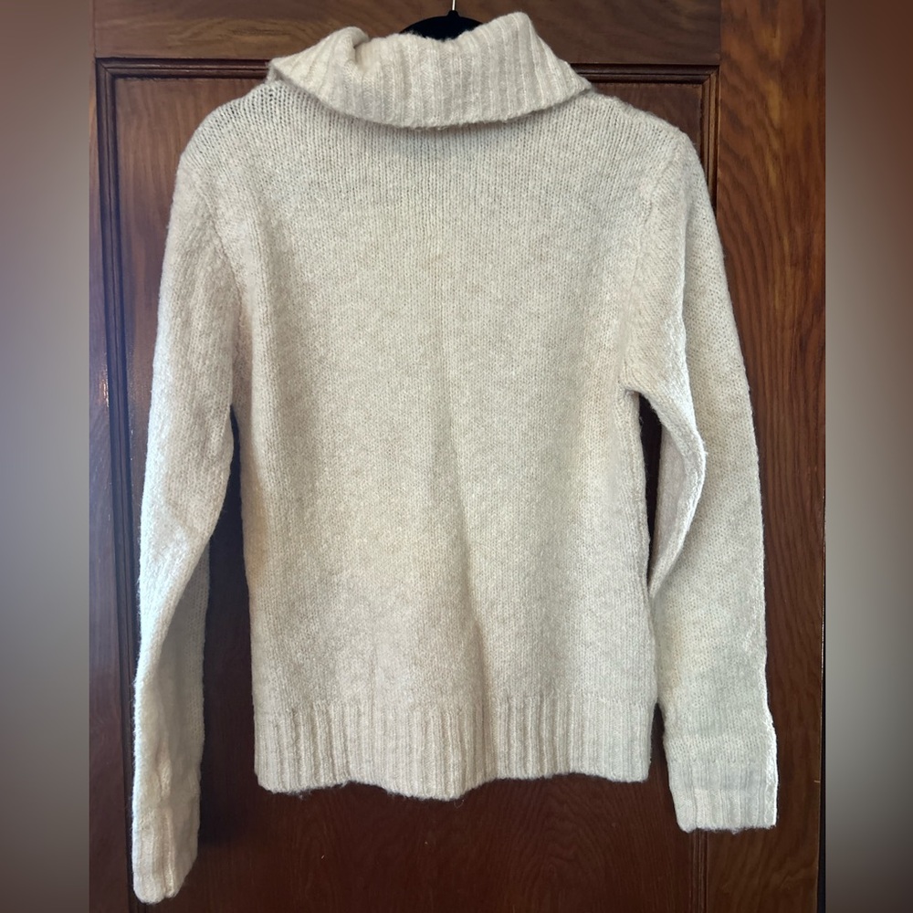 NWOT Y2K L.L. Bean Kint Cardigan Wool Blend Sweater Cream Size Small - Picture 2 of 7